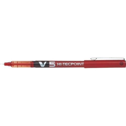 Pilot Hi-Tecpoint V5 Rollerball Pen - 0.5 mm Pen Point Size - Refillable - Retractable - Red Liquid Ink - Tungsten Carbide Tip - 2 / Pack