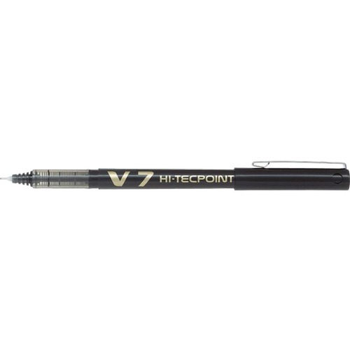 Pilot Hi-Tecpoint V7 Rollerball Pen - 0.7 mm Pen Point Size - Black Liquid Ink - Tungsten Carbide Tip - 2 / Pack