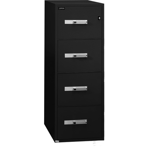Gardex File Cabinet - 19.8" x 25" x 54" - 4 x Drawer(s) - Legal - Insulated, Fire Resistant, Ball-bearing Suspension, Locking Drawer - Black