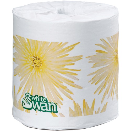 White Swan Bathroom Tissue - 2 Ply - 500 Sheets/Roll - Quilted, Embossed - For Sanitary - 96 / Carton - Bathroom Tissues - KRI05965