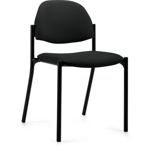 Global Comet 2172WS Stacking Chair - Carbon Fabric Seat - Carbon Fabric Back - Black, Powder Coated Tubular Steel Frame - Four-legged Base