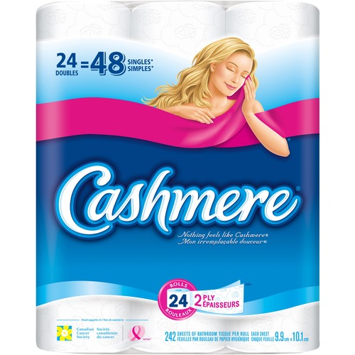 Cashmere Bathroom Tissue - 2 Ply - 242 Sheets/Roll - White - Quilted, Soft - 24 / Pack