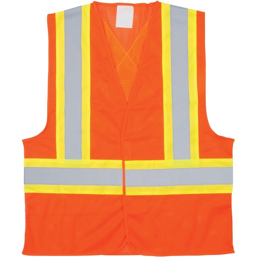 Zenith Traffic Safety Vest 2X-Large Orange - Recommended for: Traffic - Lightweight, Comfortable, Reflective Strip, Machine Washable - 2-Xtra Large Size - Hook & Loop Closure - Polyester, Fabric Mesh - Orange, Silver, High Visibility Orange
