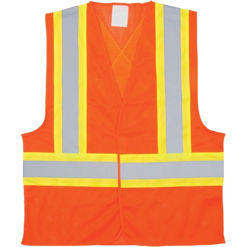 Zenith Traffic Safety Vest Large Orange - Recommended for: Traffic - Lightweight, Comfortable, Reflective Strip, Machine Washable - Large Size - Hook & Loop Closure - Polyester, Fabric Mesh - Orange, Silver, High Visibility Orange