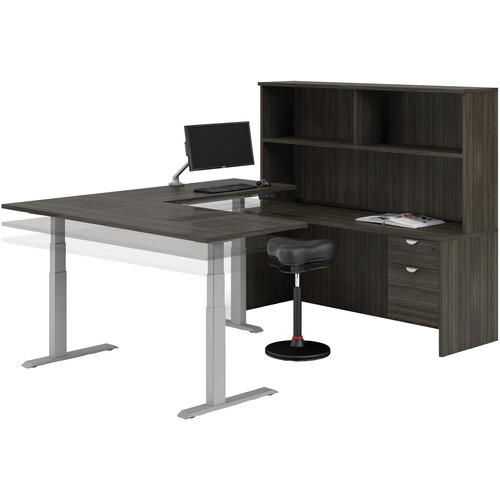 HDL Innovations Office Furniture Suite - 1" Top, 0.1" Edge, 50"Desk, 72" x 101" , 24"72"Credenza - Material: Polyvinyl Chloride (PVC) Edge - Finish: Gray Dusk