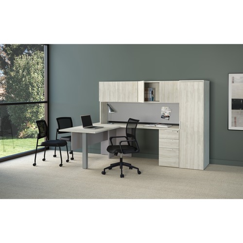 HDL Innovations Office Furniture Suite - 65" x 94.5" x 66" , 0.1" Edge, 1" Top - Box Drawer(s), File Drawer(s) - Material: Laminate Modesty Panel - Finish: Winter Wood