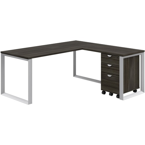 HDL Innovations Table Desk - 1" Top, 72" x 66" x 29" - Material: Laminate Top, Metal Base - Finish: Gray Dusk