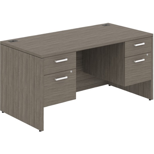 Offices To Go Ionic Pedestal Desk - 60" x 30"29" , 1" Work Surface, 0.1" Edge - Double Pedestal - Finish: Absolute Acajou