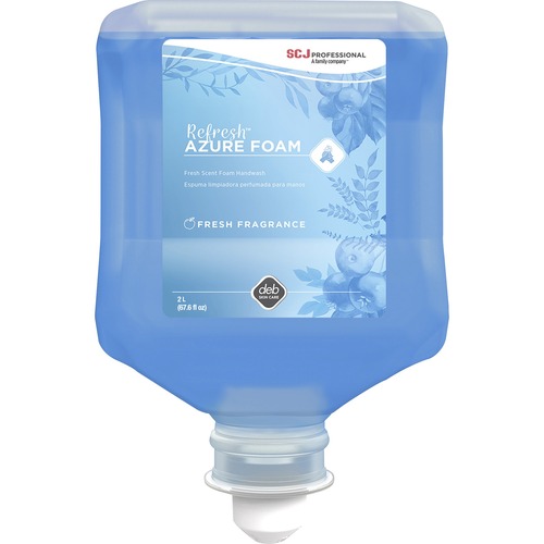 SC Johnson Refresh Azure Foam Hand Soap - Fresh Apple ScentFor - 67.6 fl oz (2 L) - Dirt Remover, Kill Germs - Hand, Daycare, Office - Moisturizing - Blue - Biodegradable, Non-toxic - 4 / Carton