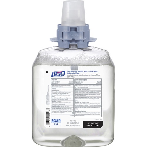 PURELL® PCMX Antimicrobial E2 Foam Handwash - Light Floral Scent - 42.3 fl oz (1250 mL) - Oil Remover, Soil Remover, Kill Germs - Hand, Food Processing Industry - Dye-free, Fragrance-free - 4 / Carton