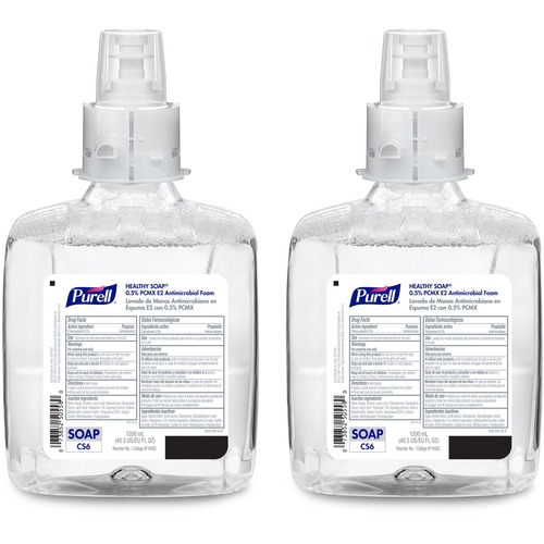 PURELL® CS6 PCMX Antimicrobial E2 Hand Foam - Light Floral ScentFor - 40.6 fl oz (1200 mL) - Kill Germs, Bacteria Remover, Soil Remover, Oil Remover - Food Processing Industry, Hand - Dye-free, Fragrance-free, Hygienic - 2 / Carton