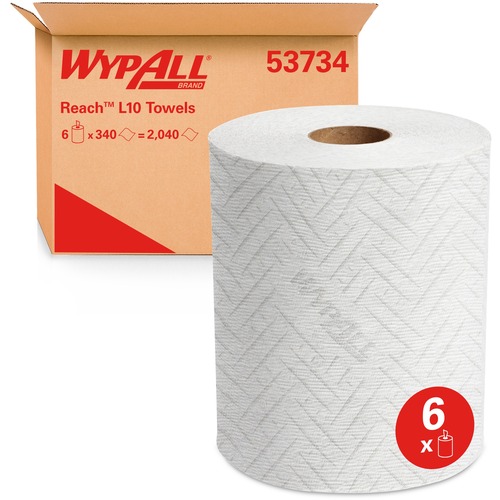 Wypall General Clean L10 Center-Pull Light Cleaning Towels - For Glass, Surface - Towel - 11" Length x 7" Width - 340 / Box - 6 / Carton - Disinfectant, Unscented - White
