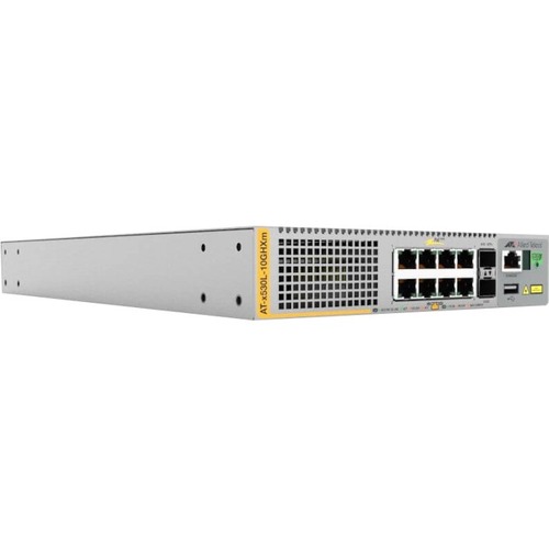Allied Telesis x530L-10GHXm Layer 3 Switch - 8 Ports - Manageable - 10 Gigabit Ethernet, 5 Gigabit Ethernet - 10GBase-X, 5GBase-T - 3 Layer Supported - Modular - 60 W Power Consumption - 500 W PoE Budget - Twisted Pair, Optical Fiber - PoE Ports - Rack-mo