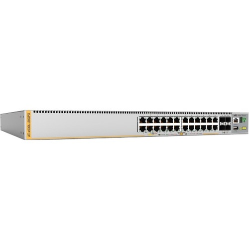 Allied Telesis X530L-28GPX Layer 3 Switch - 24 Ports - Manageable - Gigabit Ethernet - 10GBase-X, 10/100/1000Base-T - TAA Compliant - 3 Layer Supported - Modular - 70 W Power Consumption - 740 W PoE Budget - Optical Fiber, Twisted Pair - PoE Ports - Rack-