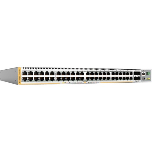 Allied Telesis X530L-52GPX Layer 3 Switch - 48 Ports - Manageable - Gigabit Ethernet - 10GBase-X, 10/100/1000Base-T - TAA Compliant - 3 Layer Supported - Modular - 95 W Power Consumption - 740 W PoE Budget - Optical Fiber, Twisted Pair - PoE Ports - Rack-