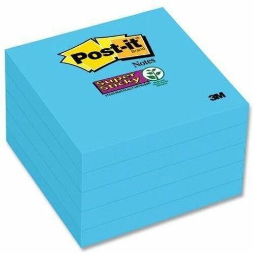 Post-it&reg; Super Sticky Notes, 3 in x 3 in, Electric Blue, 5 Pads/Pack