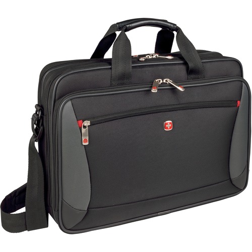 SwissGear Mainframe 64038010 Carrying Case (Briefcase) for 10" to 16" Notebook - Black - Tear Resistant Shoulder Strap, Scratch Resistant Interior - Polyster, Nylon Body - Shoulder Strap, Trolley Strap, Handle - 13" Height x 18" Width x 6.5" Depth - 5.02 
