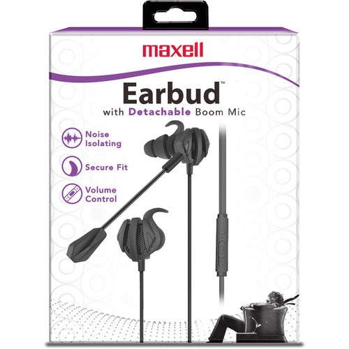 Maxell Maxell Stereo Earbuds - Stereo - Mini-phone (3.5mm) - Wired/Wireless - Bluetooth - Earbud - Binaural - In-ear - Black - Mobile Phone Headsets & Accessories - MAX199616