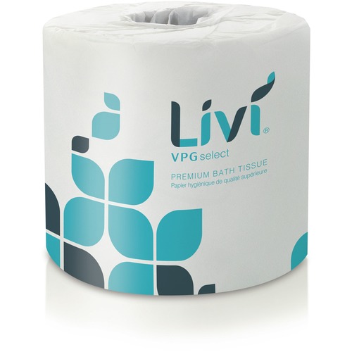 Livi VPG Select Bath Tissue - 2 Ply - 3.75" x 4.06" - 500 Sheets/Roll - 1.77" Core - White - Fiber - 80 / Carton