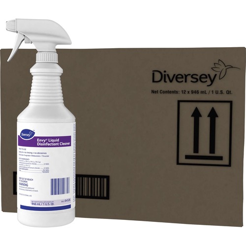 Diversey Envy Liquid Disinfectant Cleaner - Ready-To-Use - 32 fl oz (1 quart) - Lavender, Ammonia Scent - 1 Each - Color-free, Disinfectant, Virucidal, Bactericide, Fungicide, Mildewstatic, Rinse-free, Non-abrasive, Deodorize - Clear