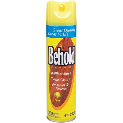 Diversey Behold Lemon Furniture Polish - Ready-To-Use - 12.50 oz (0.78 lb) - Lemon Scent - 6 / Carton - Spill Resistant, Wear Resistant, Stain Resistant, Long Lasting, Non-greasy, Moisturizing, Absorbs Quickly - Clear