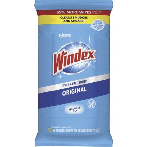 Windex® Glass & Surface Wipes - Ready-To-Use Wipe - 38 / Pack