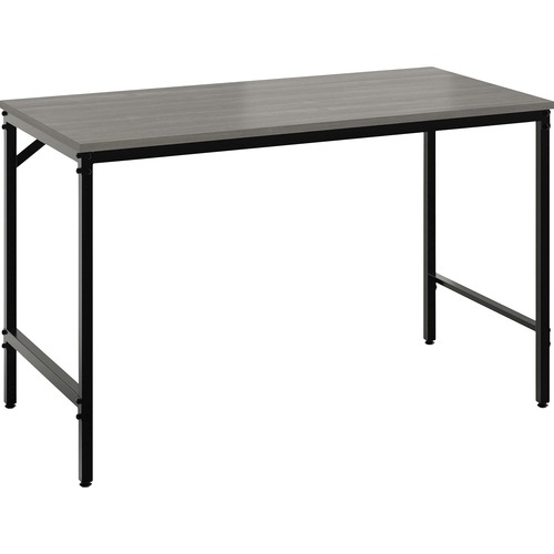 Safco Simple Study Desk - Sterling Ash Rectangle, Laminated Top - Black Powder Coat Four Leg Base - 4 Legs - 45.50" Table Top Width x 23.50" Table Top Depth x 0.75" Table Top Thickness - 29.50" Height - Assembly Required - 1 Each