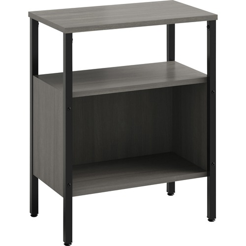Safco Simple Storage Unit - 23.5" x 14"29.5" , 0.8" Top, 21" x 11"12.8" Shelf, 21"8.3" Top Opening - Material: Steel, Melamine Laminate - Finish: Neowalnut - Laminate Table Top