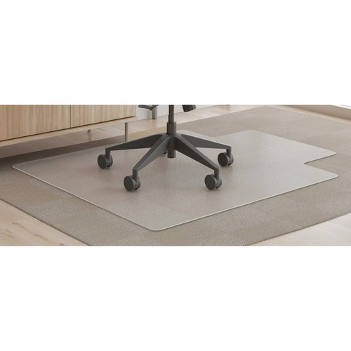 Deflecto SuperMat+ Chairmat - Medium Pile Carpet, Home Office, Commercial - 48" Length x 36" Width x 0.500" Thickness - Rectangular - Polyvinyl Chloride (PVC) - Clear - 1 / Carton