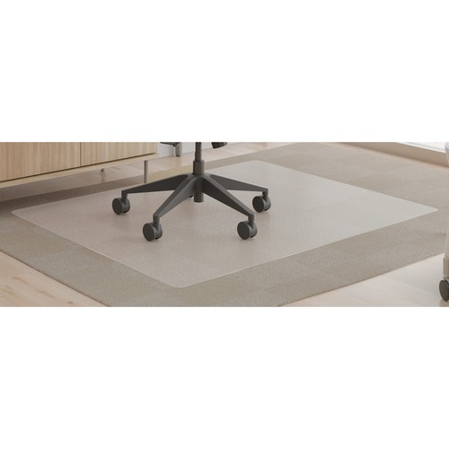 Deflecto SuperMat+ Chairmat - Home Office, Commercial - 60" Length x 46" Width x 0.500" Thickness - Rectangular - Polyvinyl Chloride (PVC) - Clear - 1 / Carton