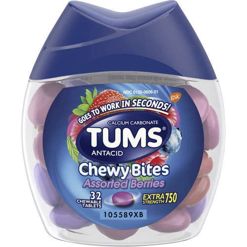 TUMS Chewy Bites Chewable Antacid Tablets - For Acid Indigestion, Heartburn, Sour Stomach, Upset Stomach - Assorted Berries - 1 EachBottle
