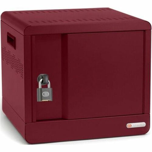 Bretford CUBE Micro Station - Pre-Wired TVS10USBC - Up to 14" Screen Support - Countertop, Wall Mountable - Steel - Maroon - For Chromebook - Compact, Stackable, Storage Space, Padlock