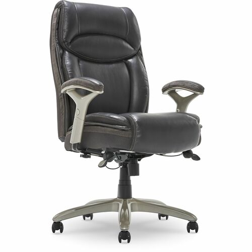 Serta® Smart Layers™ Jennings Big & Tall Ergonomic Bonded Leather High-Back Executive Chair, Dark Gray/Silver - Dark Gray Seat Color - Faux Leather, Bonded Leather Seat Material - Faux Leather Back Material - Silver Frame Color - Plastic, Metal 