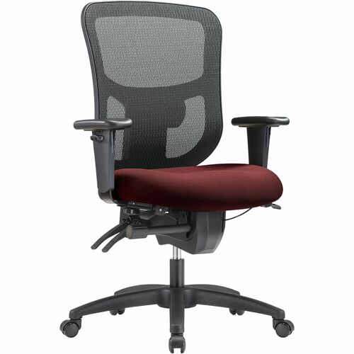 WorkPro® 9500XL Series Big & Tall Ergonomic Mesh/Premium Fabric Mid-Back Chair, Black/Burgundy, BIFMA Compliant - Burgundy Seat Color - Fabric Seat Material - Mesh Back Material - Black Frame Color - Nylon Frame Material - Mid Back - Armrest - 1 Each