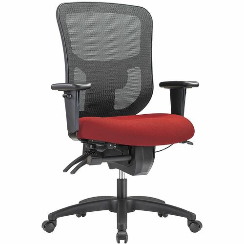 WorkPro® 9500XL Series Big & Tall Ergonomic Mesh/Premium Fabric Mid-Back Chair, Black/Cherry, BIFMA Compliant - Cherry Seat Color - Fabric Seat Material - Mesh Back Material - Black Frame Color - Nylon Frame Material - Mid Back - Armrest - 1 Each