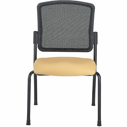 WorkPro® Spectrum Series Mesh/Vinyl Stacking Guest Chair with Antimicrobial Protection, Armless, Tan, Set Of 2 Chairs, BIFMA Compliant - Tan Seat Color - Vinyl, Fabric Seat Material - Mesh Back Material - Black Frame Color - Steel Frame Material - Mid