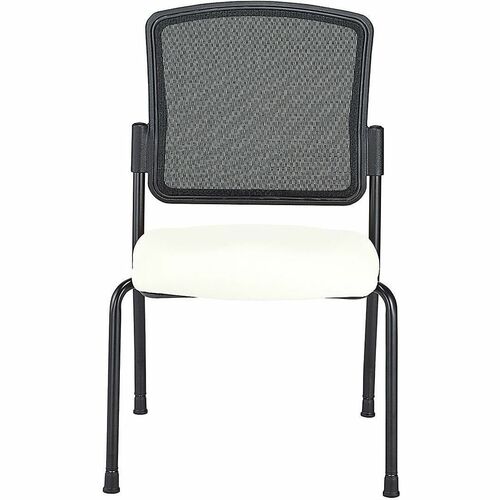WorkPro® Spectrum Series Mesh/Vinyl Stacking Guest Chair with Antimicrobial Protection, Armless, White, Set Of 2 Chairs, BIFMA Compliant - White Seat Color - Vinyl, Fabric Seat Material - Mesh Back Material - Black Frame Color - Steel Frame Material -