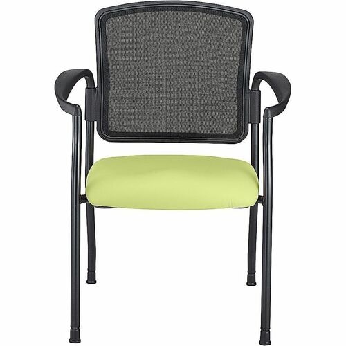 WorkPro® Spectrum Series Mesh/Vinyl Stacking Guest Chair With Antimicrobial Protection, With Arms, Lime, Set Of 2 Chairs, BIFMA Compliant - Lime Seat Color - Vinyl, Fabric Seat Material - Mesh Back Material - Black Frame Color - Steel Frame Material -