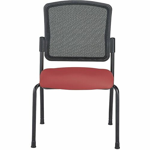 WorkPro® Spectrum Series Mesh/Vinyl Stacking Guest Chair with Antimicrobial Protection, Armless, Red, Set Of 2 Chairs, BIFMA Compliant - Red Seat Color - Vinyl, Fabric Seat Material - Mesh Back Material - Black Frame Color - Steel Frame Material - Mid