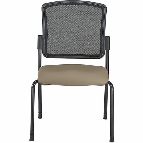WorkPro® Spectrum Series Mesh/Vinyl Stacking Guest Chair with Antimicrobial Protection, Armless, Beige, Set Of 2 Chairs, BIFMA Compliant - Beige Seat Color - Vinyl, Fabric Seat Material - Mesh Back Material - Black Frame Color - Steel Frame Material -