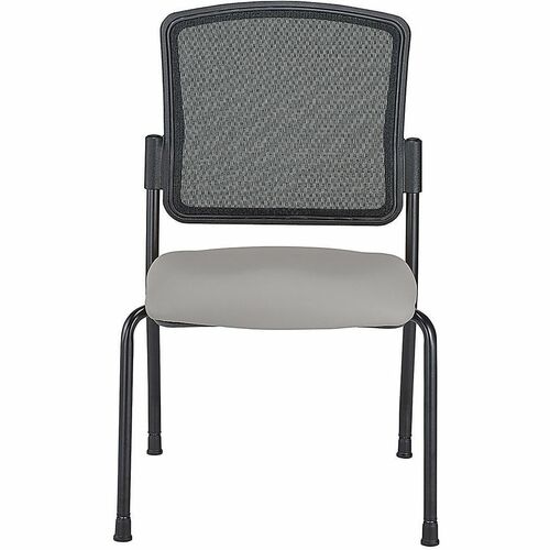 WorkPro® Spectrum Series Mesh/Vinyl Stacking Guest Chair with Antimicrobial Protection, Armless, Gray, Set Of 2 Chairs, BIFMA Compliant - Gray Seat Color - Vinyl, Fabric Seat Material - Mesh Back Material - Black Frame Color - Steel Frame Material - M
