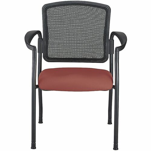 WorkPro® Spectrum Series Mesh/Vinyl Stacking Guest Chair With Antimicrobial Protection, With Arms, Cordovan, Set Of 2 Chairs, BIFMA Compliant - Cordovan Seat Color - Vinyl, Fabric Seat Material - Mesh Back Material - Black Frame Color - Steel Frame Ma