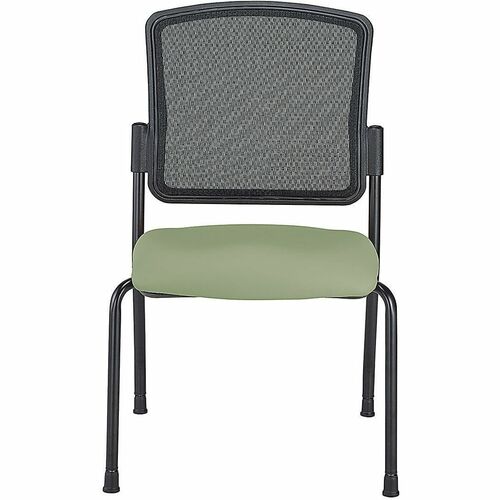 WorkPro® Spectrum Series Mesh/Vinyl Stacking Guest Chair with Antimicrobial Protection, Armless, Olive, Set Of 2 Chairs, BIFMA Compliant - Olive Seat Color - Vinyl, Fabric Seat Material - Mesh Back Material - Black Frame Color - Steel Frame Material -