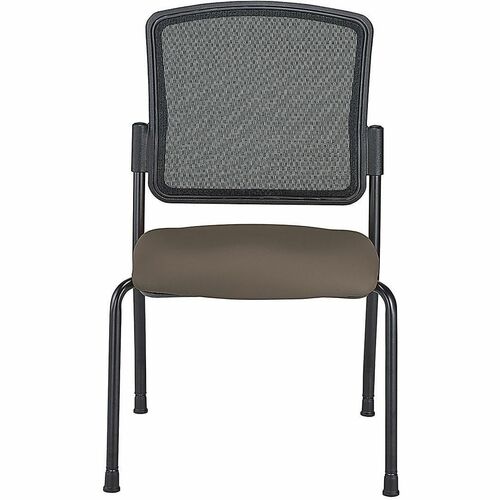 WorkPro® Spectrum Series Mesh/Vinyl Stacking Guest Chair with Antimicrobial Protection, Armless, Java, Set Of 2 Chairs, BIFMA Compliant - Java Seat Color - Vinyl, Fabric Seat Material - Mesh Back Material - Black Frame Color - Steel Frame Material - M