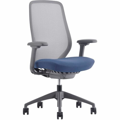 WorkPro® 6000 Series Multifunction Ergonomic Mesh/Fabric High-Back Executive Chair, Gray Frame/Blue Seat, BIFMA Compliant - Blue Seat Color - Fabric Seat Material - Mesh Back Material - Gray Frame Color - Nylon Frame Material - High Back - Armrest - 1