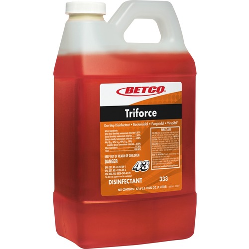 Betco Triforce Titan Disinfectant - FASTDRAW 43 - Concentrate - 67.6 fl oz (2.1 quart) - Fresh Scent - 1 Each - Orange