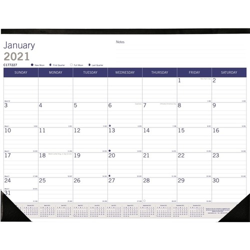 Rediform DuraGlobe Calendar - Academic - Monthly - 13 Month - July 2021 - July 2022 - 1 Month Single Page Layout - 17" x 22" White Sheet - Desk, Desk Pad - Chipboard, Paper - 22" Height x 17" Width - Perforated Sheet, Tear-off, Reinforced, Eco-friendly, N