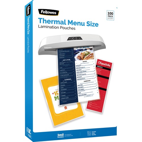 Fellowes UltraClear Laminating Pouch - Sheet Size Supported: Menu - Laminating Pouch/Sheet Size: 11.50" Width x 3 mil Thickness - for Document, Photo, Laminator - Water Proof - Clear - 100 / Pack