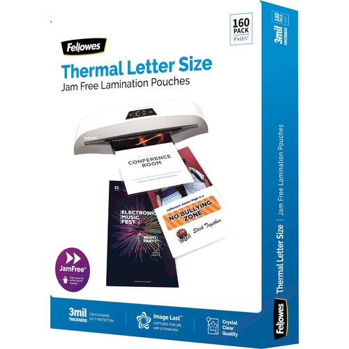 Fellowes ImageLast Laminating Pouch - Sheet Size Supported: Letter 8.50" Width x 11" Length - Laminating Pouch/Sheet Size: 9" Width x 3 mil Thickness - for Document, Laminator - Jam-free, Water Proof, UV Resistant, Easy to Use, Fade Resistant, Long Lastin