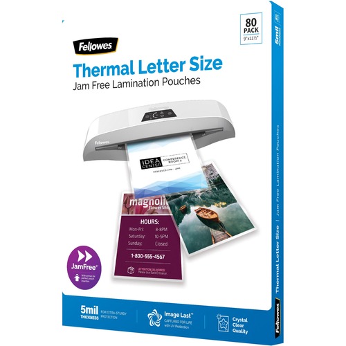 Fellowes ImageLast Laminating Pouch - Sheet Size Supported: Letter 8.50" Width x 11" Length - Laminating Pouch/Sheet Size: 9" Width x 5 mil Thickness - for Document, Laminator - Jam-free, Water Proof, UV Resistant, Easy to Use, Fade Resistant, Durable - C